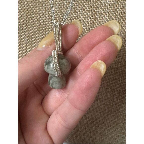 Ocean Jasper Mushy Wrapped Pendant Necklace - Picture 4 of 6